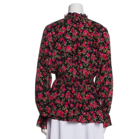 Authentic Dolce & Gabbana Rose Floral Silk AOP Blouse Shirt Top Ruffle Detail S - Picture 16 of 16